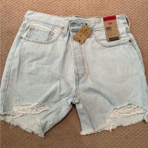Levi's Sky Blue 501 Cotton Shorts